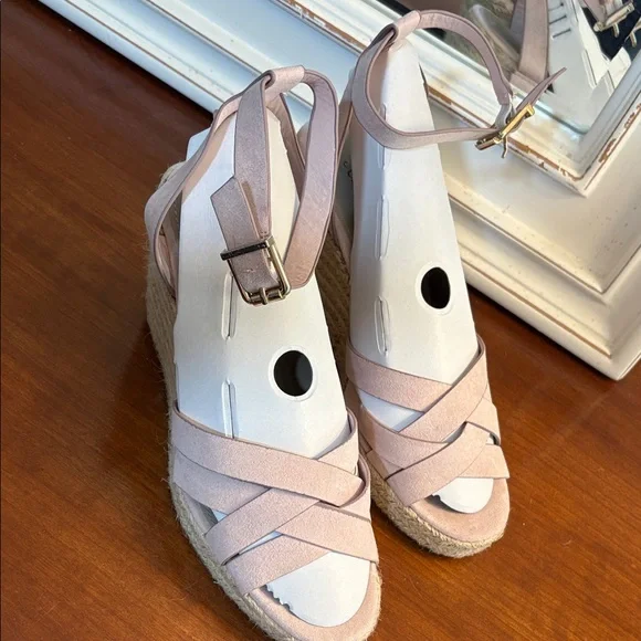 Women's Pink Espadrille Wedge Sandals Size 8/8.5 - Picture 1 of 7